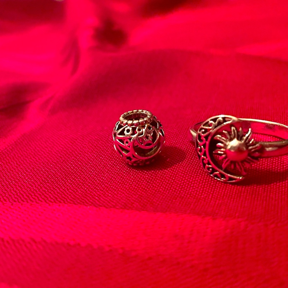 Celestial Authentic Pandora Bracelet Bead & Non-Pandora Ring Size 8 ☀️ 🌙